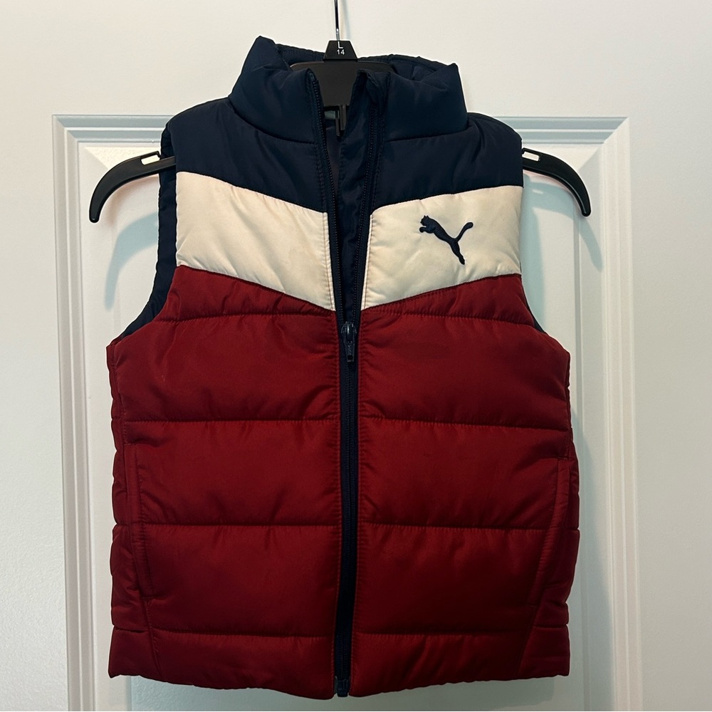 Puma Kids' Color Block Vest in Navy, Red, and Cream